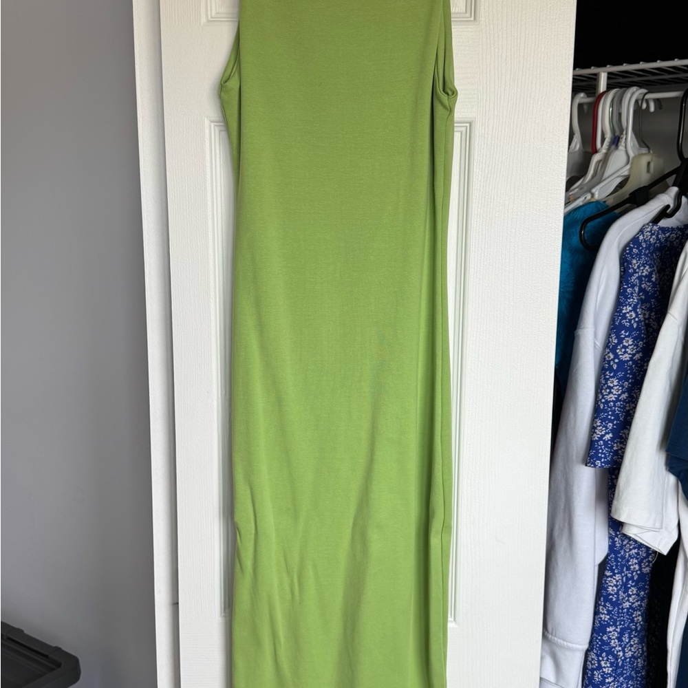 Zara Green Sleeveless Halter Maxi Dress